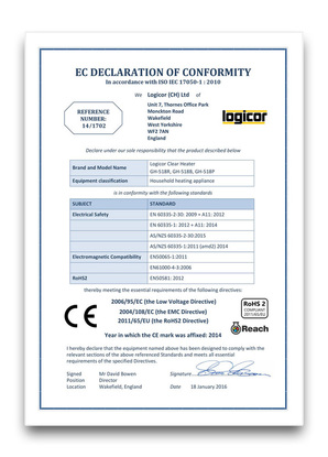 EC Declaration of Conformity Certificate